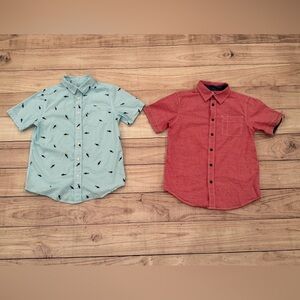 Wonder Nation Red and Blue Button Down Shirts Casual /size L (10-12)BUNDLE OF 2